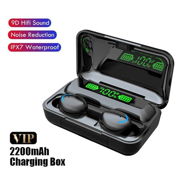 TWS AURICULARES CON BLUETOOTH 2200mah CAJA DE CARGA, AURICULARES INALAMBRICOS ESTEREO CON MICROFONO AURICULARES DEPORTIVOS A PRUEBA DE AGUA