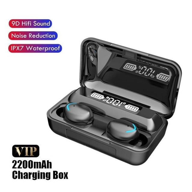 TWS AURICULARES CON BLUETOOTH 2200mah CAJA DE CARGA, AURICULARES INALAMBRICOS ESTEREO CON MICROFONO AURICULARES DEPORTIVOS A PRUEBA DE AGUA